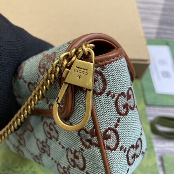 1:1 Replica GG SUPER MINI SHOULDER BAG Pale blue and brown canvas For Women 783141 FADAT 4941