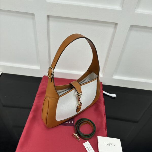 1:1 Replica Gucci Jackie Small Shoulder Bag Brown and White canvas Exclusive For Women 782849 FADGF 9041