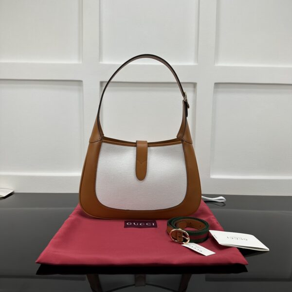 1:1 Replica Gucci Jackie Small Shoulder Bag Brown and White canvas Exclusive For Women 782849 FADGF 9041
