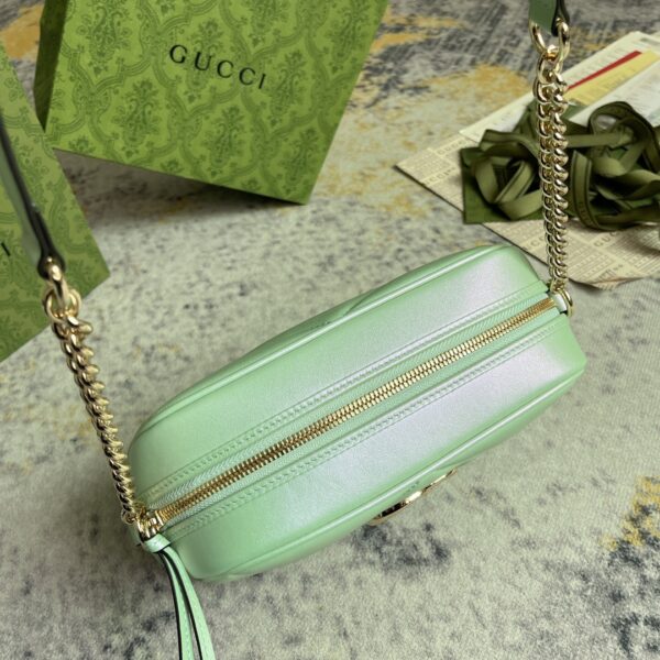 1:1 Replica GG MARMOUNT SMALL SHOULDER BAG P Green iridescent quilted chevron leather Exclusive For Women 447632 AAC2V 3404