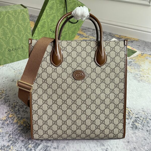 1:1 Replica GG SMALL TOTE WITH INTERLOCKING G P Beige and ebony GG Supreme canvas Exclusive For Women‎ 723308 92THG 8563