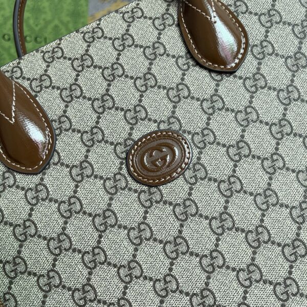 1:1 Replica GG SMALL TOTE WITH INTERLOCKING G P Beige and ebony GG Supreme canvas Exclusive For Women‎ 723308 92THG 8563