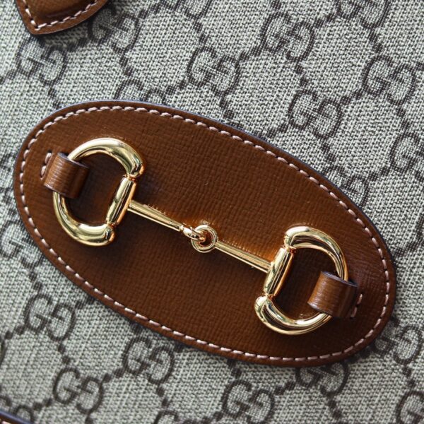 1:1 Replica GUCCI HORSEBIT 1955 SMALL TOP HANDLE BAG P Beige/ebony GG Supreme canvas, and brown leather trims Exclusive For Women 621220 92TCG 8563