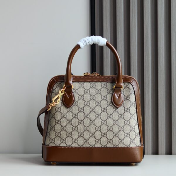 1:1 Replica GUCCI HORSEBIT 1955 SMALL TOP HANDLE BAG P Beige/ebony GG Supreme canvas, and brown leather trims Exclusive For Women 621220 92TCG 8563