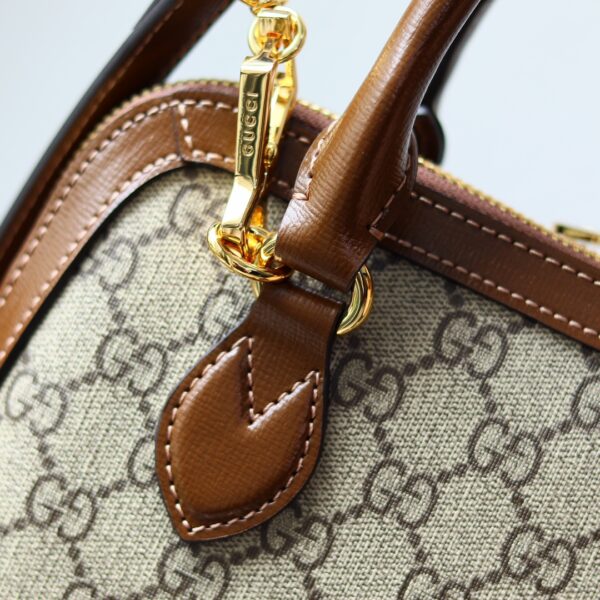 1:1 Replica GUCCI HORSEBIT 1955 SMALL TOP HANDLE BAG P Beige/ebony GG Supreme canvas, and brown leather trims Exclusive For Women 621220 92TCG 8563