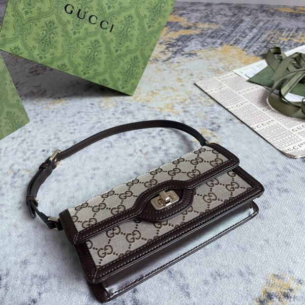 1:1 Replica GUCCI LUCE MINI SHOULDER BAG P Beige and ebony Original GG canvas Exclusive For Women 790038 FADHW 9742