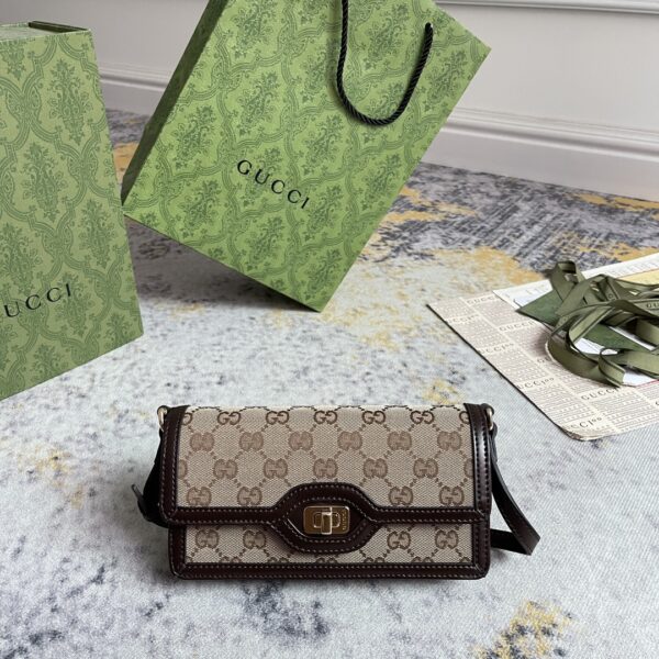 1:1 Replica GUCCI LUCE MINI SHOULDER BAG P Beige and ebony Original GG canvas Exclusive For Women 790038 FADHW 9742