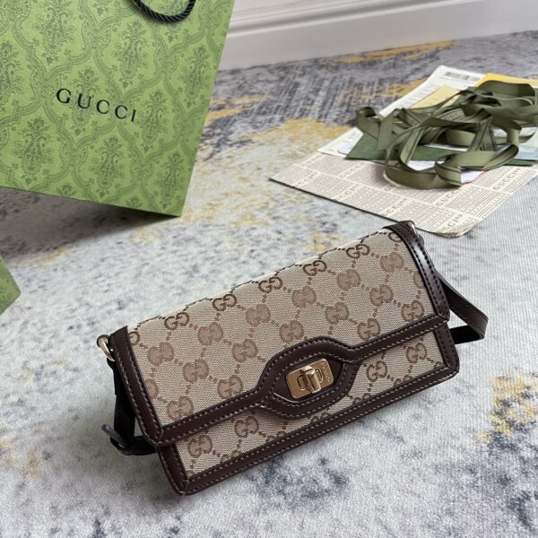 1:1 Replica GUCCI LUCE MINI SHOULDER BAG P Beige and ebony Original GG canvas Exclusive For Women 790038 FADHW 9742