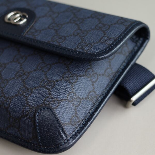 1:1 Replica GUCCI OPHIDIA GG SMALL BELT BAG P Blue and black GG Supreme canvas Exclusive For Women 752597 2ZGMN 8441