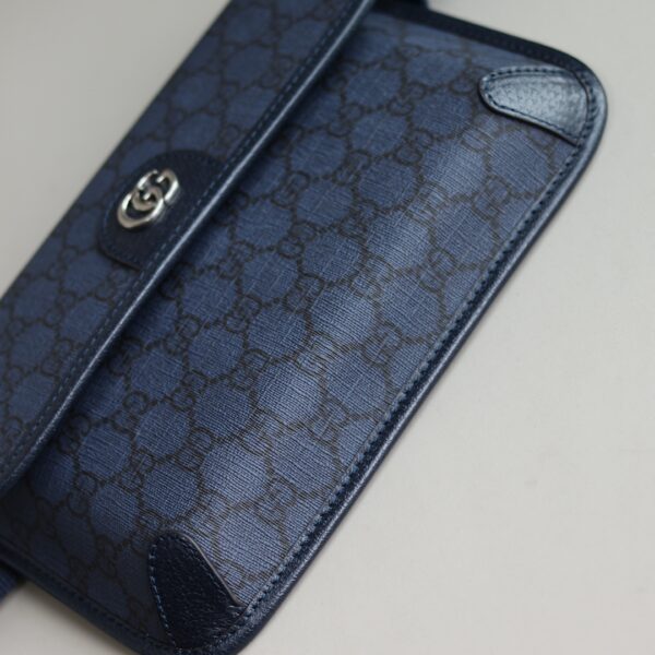 1:1 Replica GUCCI OPHIDIA GG SMALL BELT BAG P Blue and black GG Supreme canvas Exclusive For Women 752597 2ZGMN 8441