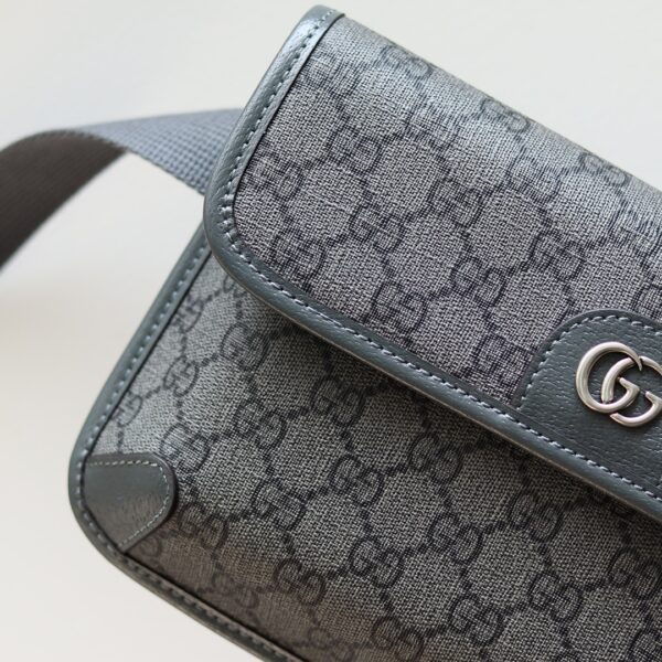 1:1 Replica GUCCI OPHIDIA GG SMALL BELT BAG P Grey and black GG Supreme canvas Exclusive For Women 752597 2ZGMN 8576