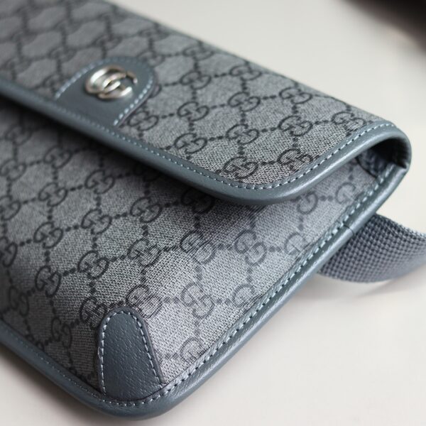 1:1 Replica GUCCI OPHIDIA GG SMALL BELT BAG P Grey and black GG Supreme canvas Exclusive For Women 752597 2ZGMN 8576