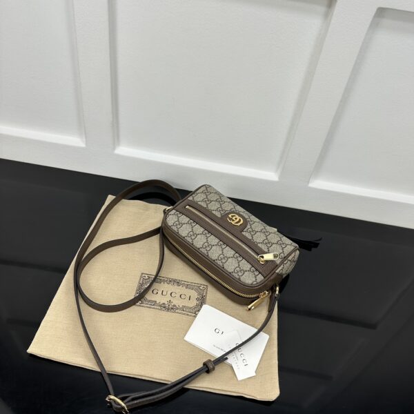 1:1 Replica OPHIDIA GG SUPER MINI SHOULDER BAG P Beige and ebony GG Supreme canvas Exclusive For Women 772311 K9GSG 8367