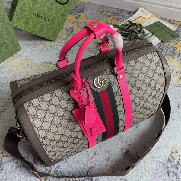 1:1 Replica GUCCI SAVOY MEDIUM DUFFLE BAG P Beige and ebony GG Supreme canvas Exclusive For Women 724642 FADHS 9755