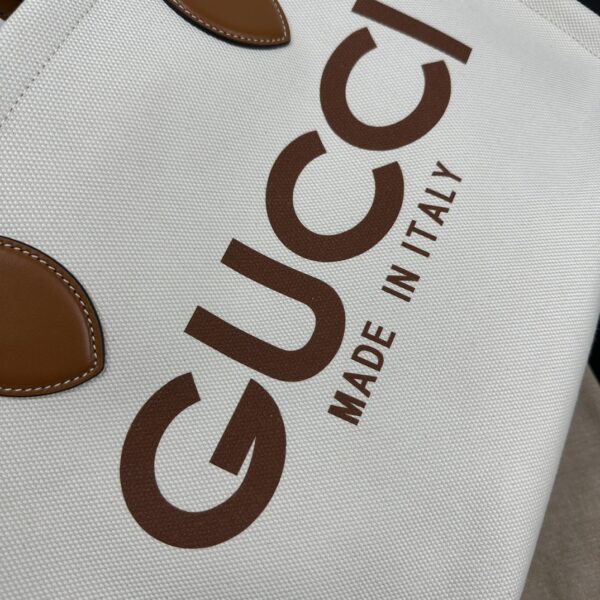 1:1 Replica GUCCI TOTE BAG WITH GUCCI PRINT P Brown And Beige Canvas Exclusive For Women ‎772177 FACUL 8451