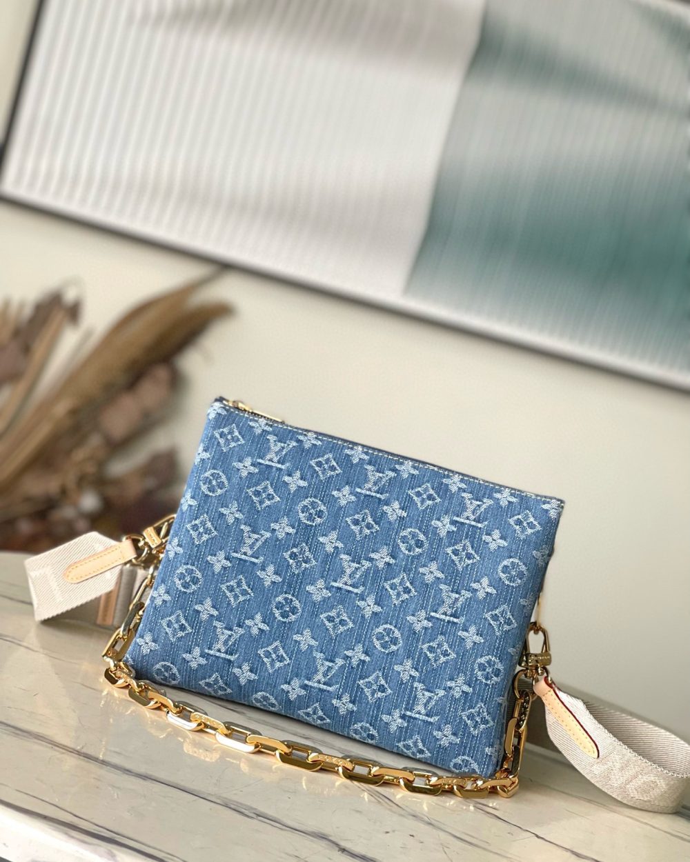 1:1 Replica Louis Vuitton Coussin PM Cotton Denim M24564 Luxury Bag For Women -  26cm