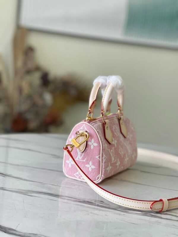 [REP 1:1] Louis Vuitton Nano Speedy Monogram Jacquard Denim Pink Unique Bag For Women M81213 - 16cm