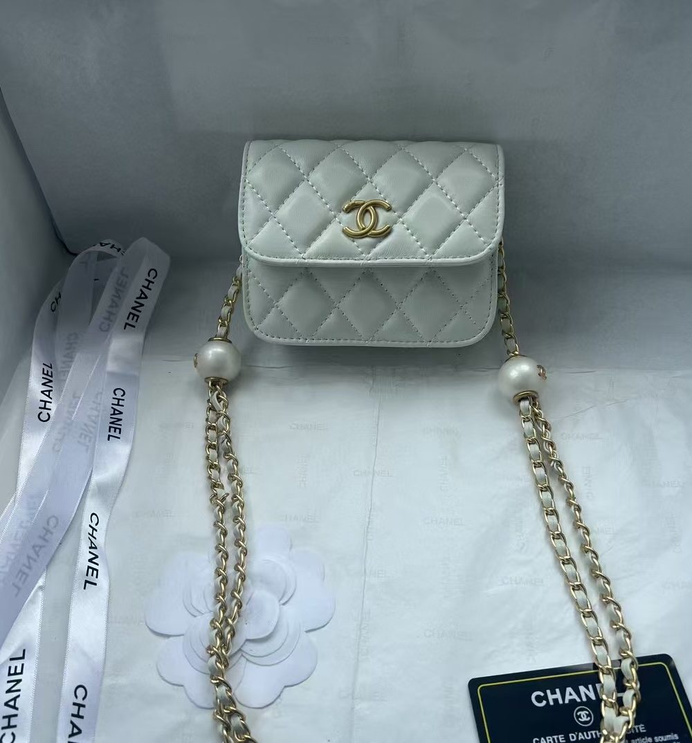 [REP 1:1] Chanel Chain Clutch Pearl White luxury Bag  For Women, Women's Bags 13cm