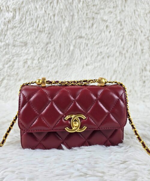 [REP 1:1] Chanel 21 Plum Red luxury Bag  For Women, Women's Bags 22cm
