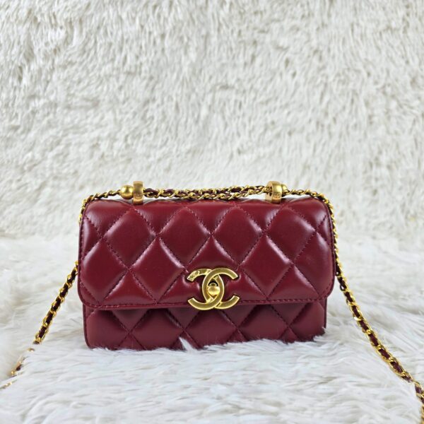 [REP 1:1] Chanel 21 Plum Red luxury Bag  For Women, Women's Bags 22cm