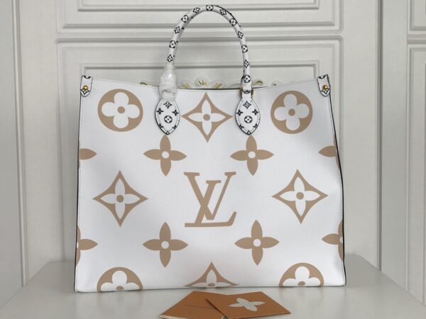 1:1 Replica Louis Vuitton MONOGRAM GIANT ONTHEGO GM WHITE KHAKI GREEN BEIGE Bag 41cm